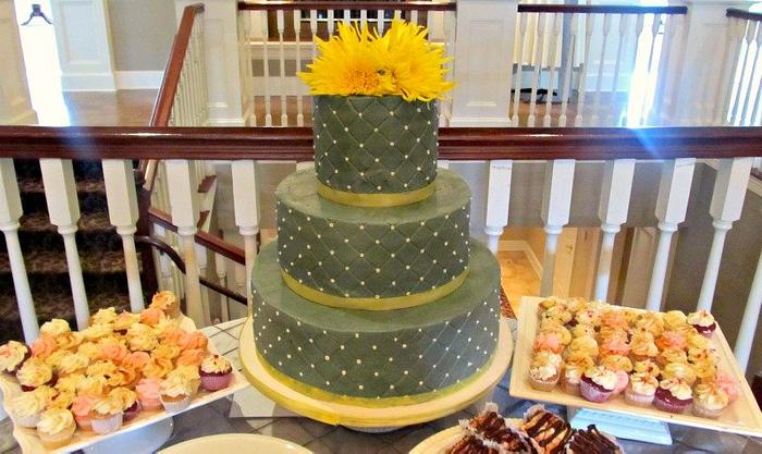 Elegant Yellow & Grey Wedding Cake