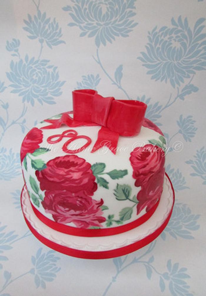 Hand Painted 80th Birthday cake