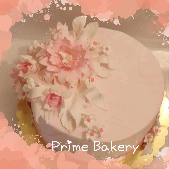 Peony flowers cake