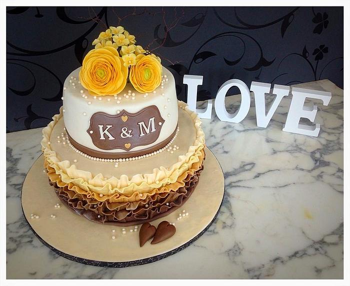 Wedding cake with ranunculus