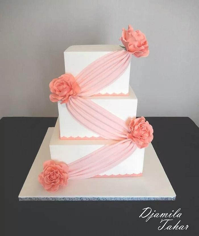 Drapped wedding cake