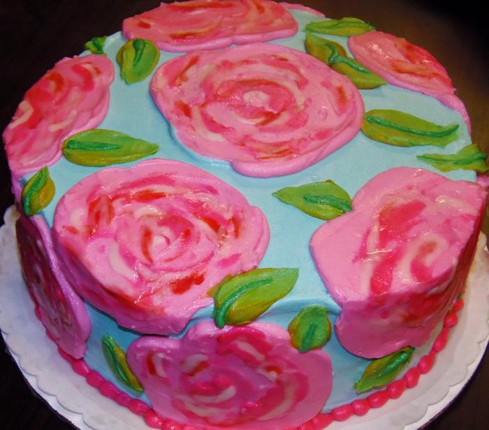 Lilly Pulitzer rose buttercream cake