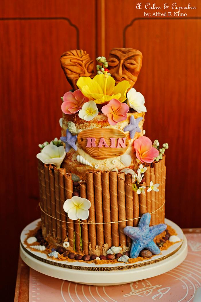 Hawaiian Luau birthday cake