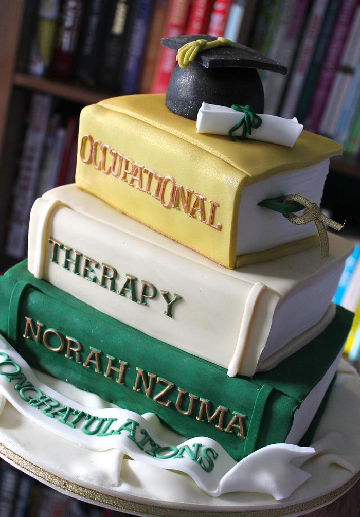 book pile - graduation cake