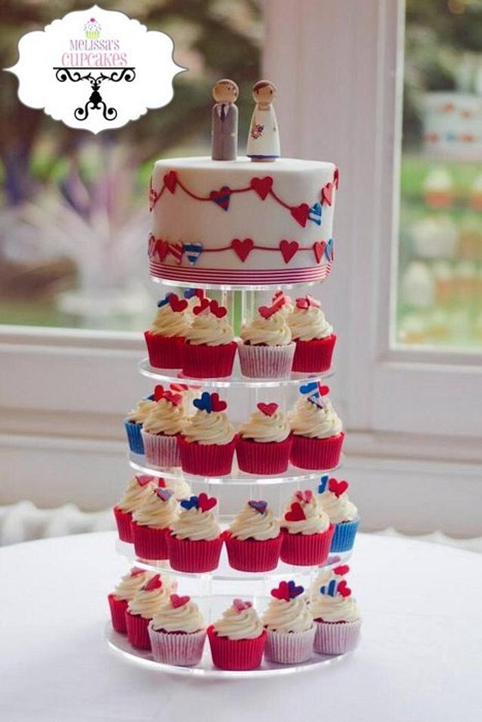 Patriotic Bunting Cupcake Tower