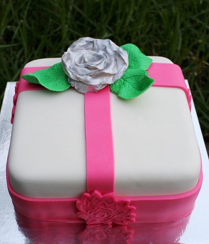 Silver Rose Birthday Cake