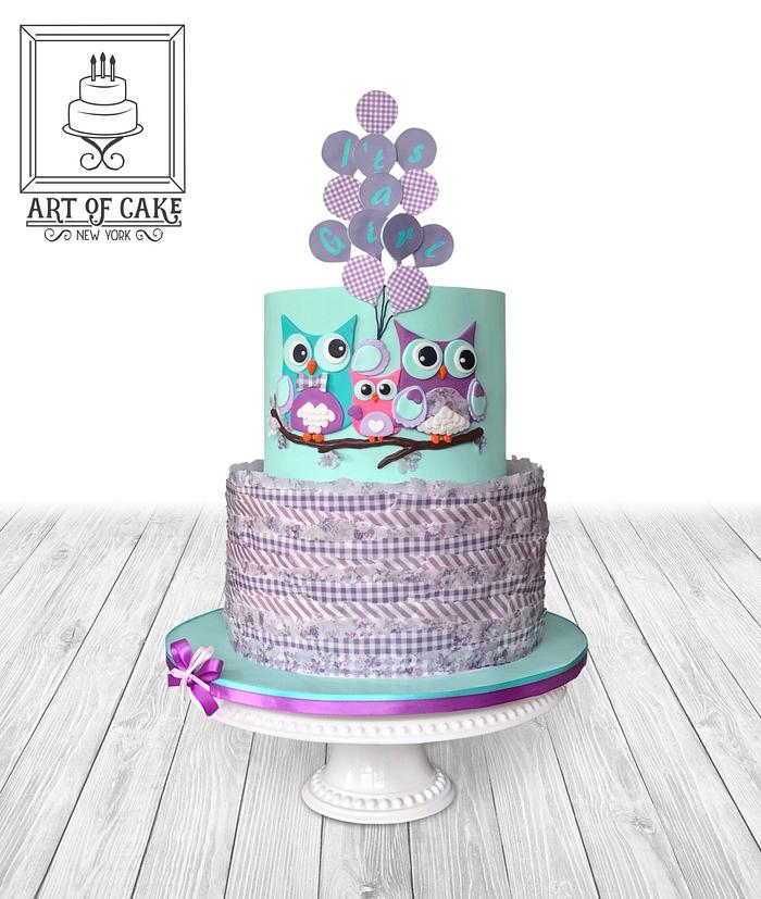 Owl Family Baby Shower Cake