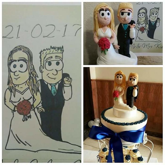 From drawing to wedding topper