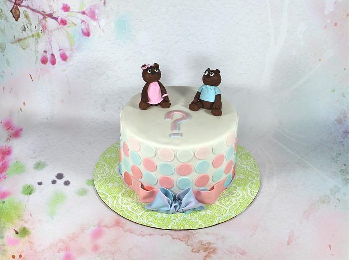 Ombre polka dot gender reveal cake