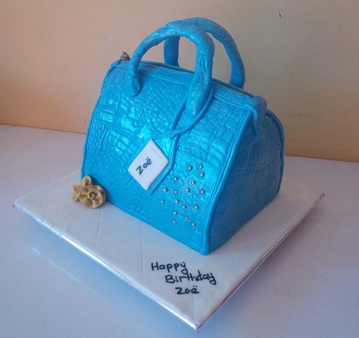 Blue handbag cake
