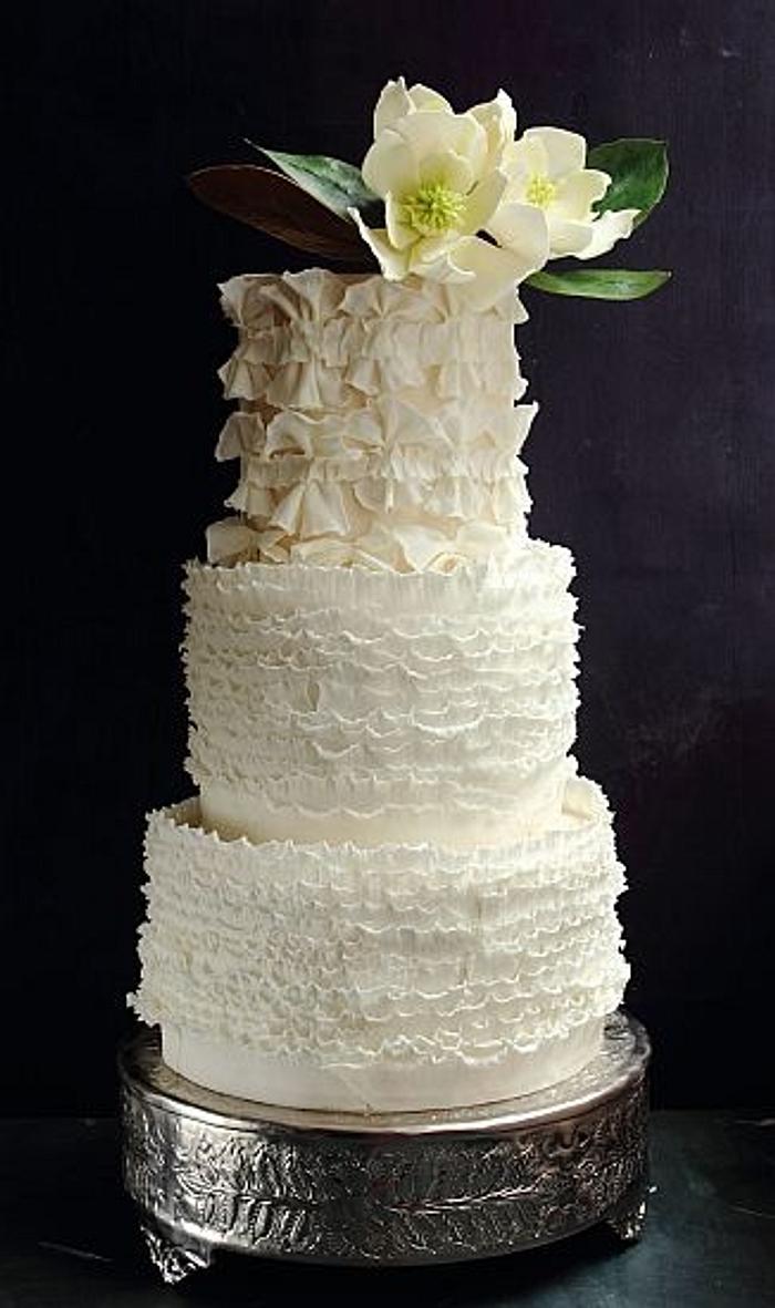 WHITE ON WHITE WEDDING CAKE