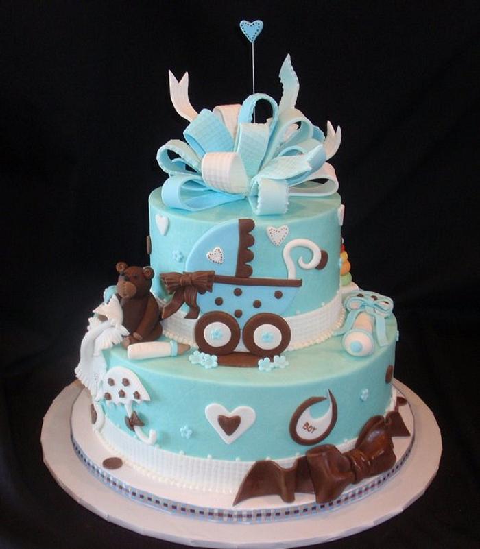 Baby Boy Shower Cake - Decorated Cake by jan14grands - CakesDecor