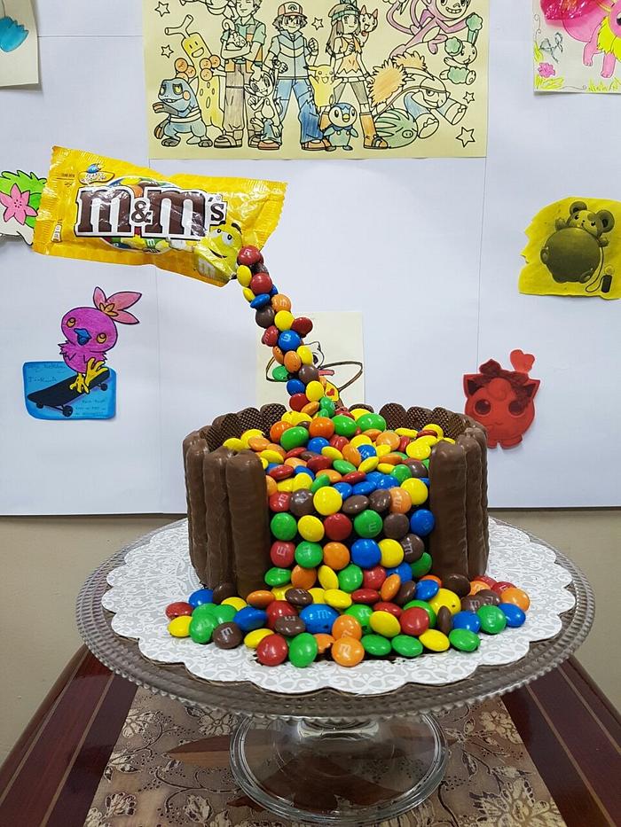 M&M's Anti-Gravity Cake