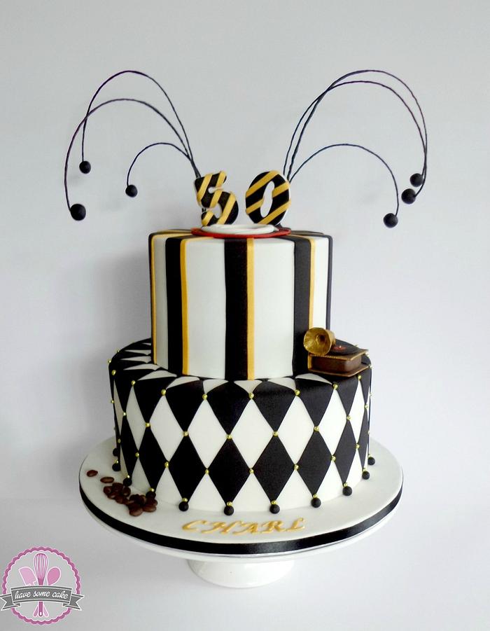 Black, white and gold 50th birthday