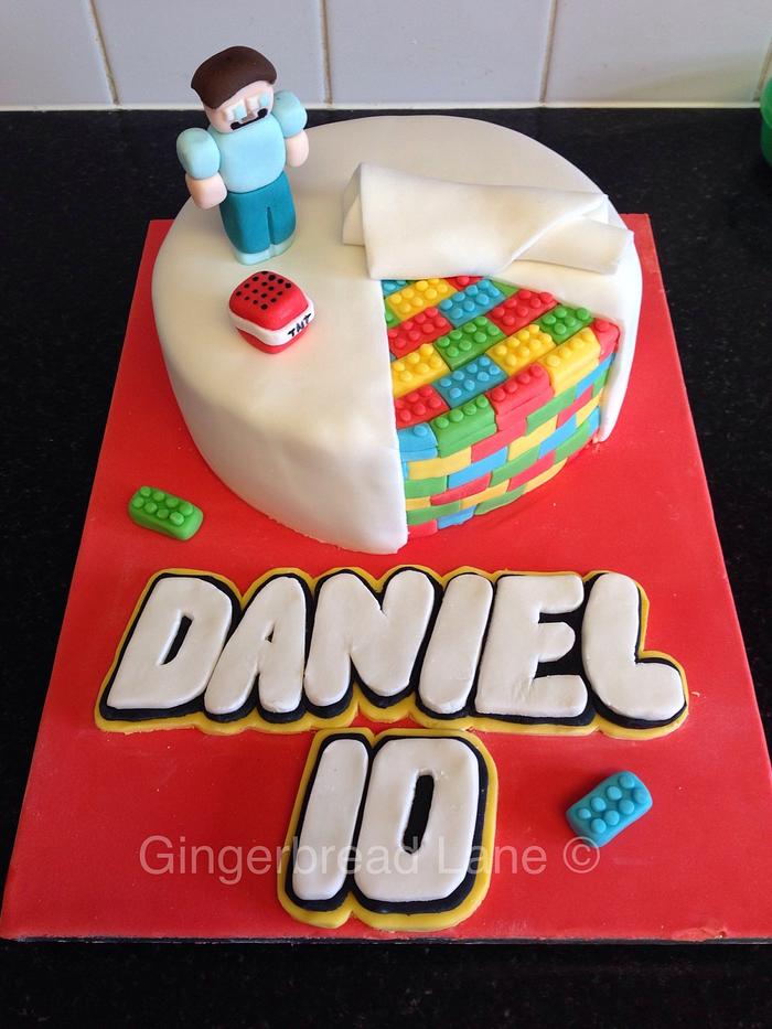 Lego cake with a little bit of minecraft