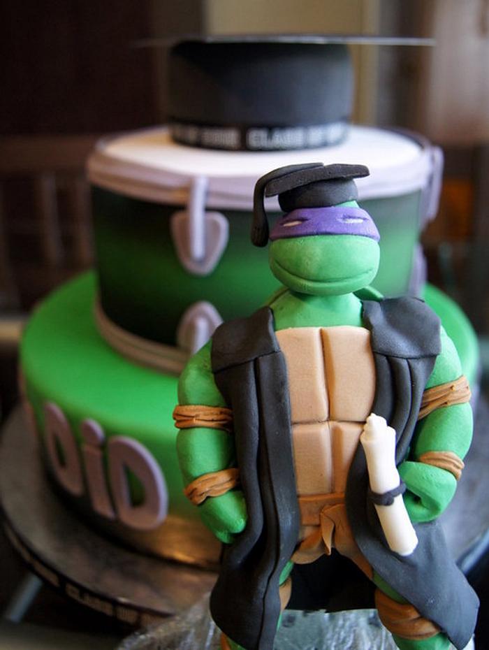 Ninja turtle graduation cake