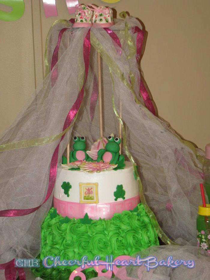 Frog Canopy baby shower cake