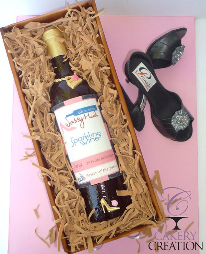 Wine Bottle cake and shoes