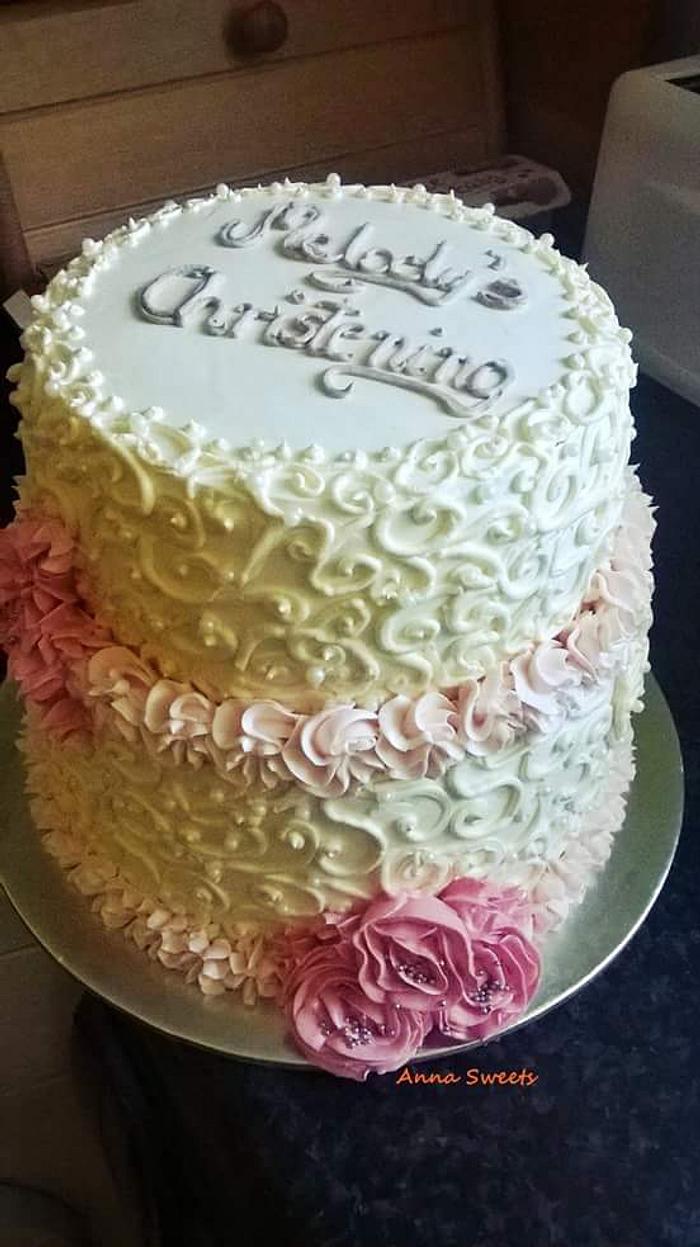 2 tier Babtism cake
