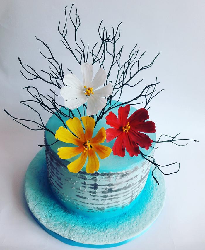 Cosmos flowers cake