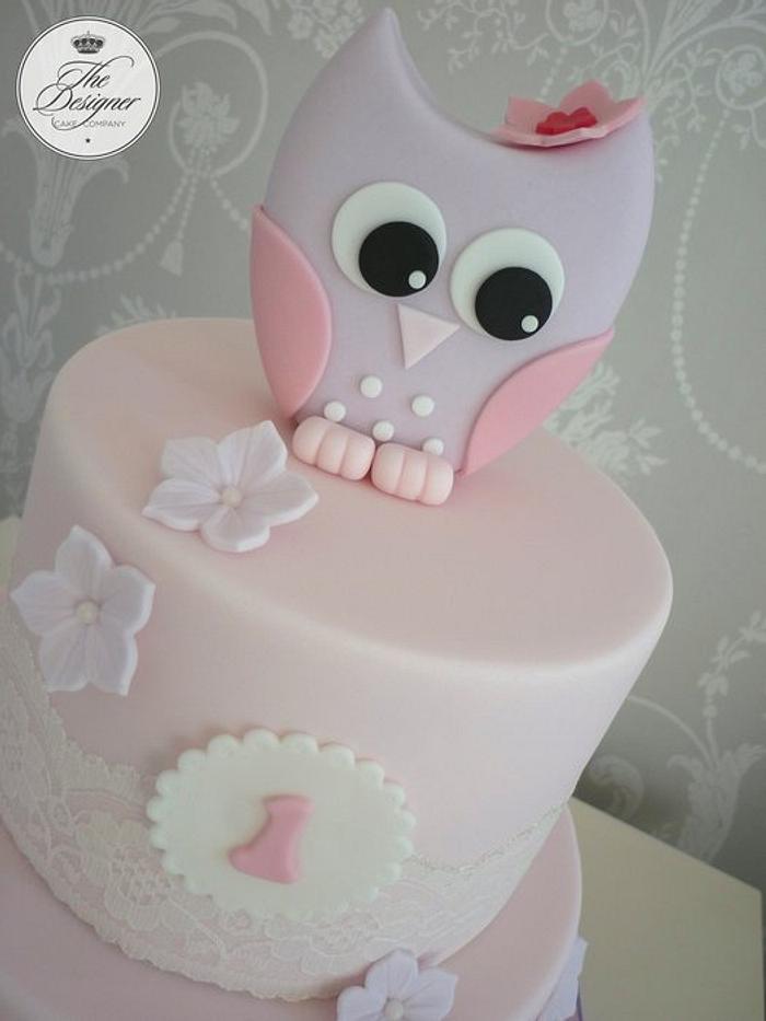 Owl 1st birthday cake