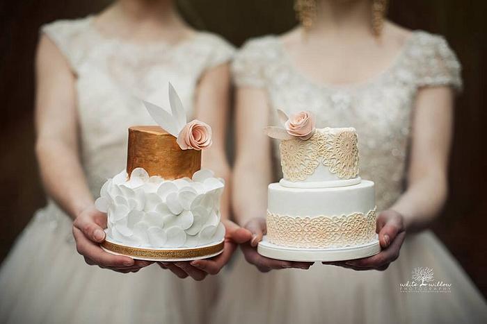Mini bridal cakes