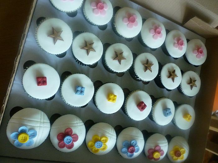 Colourful kids cake sale collection - buttons, stars and Lego!