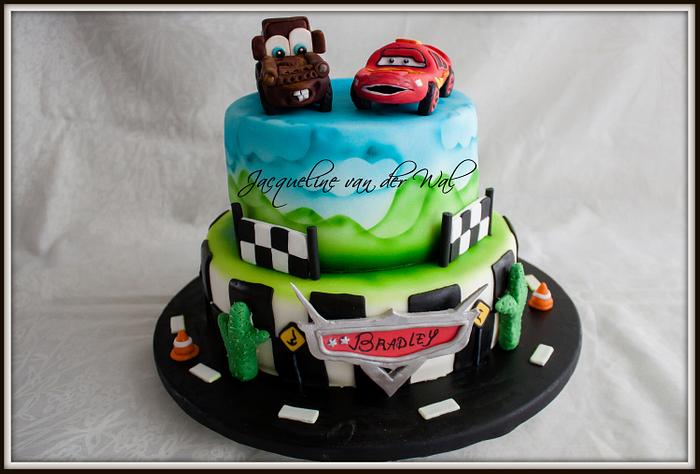Disney Cars Cake for Bradley ... my first airbrushed cake