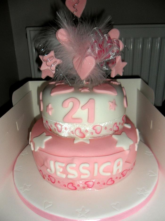 two tier 21st cake 