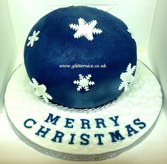 Dark Blue Christmas Bauble Cake