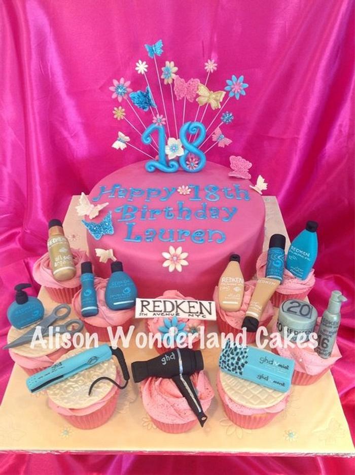 18th Hairdressing themed cake
