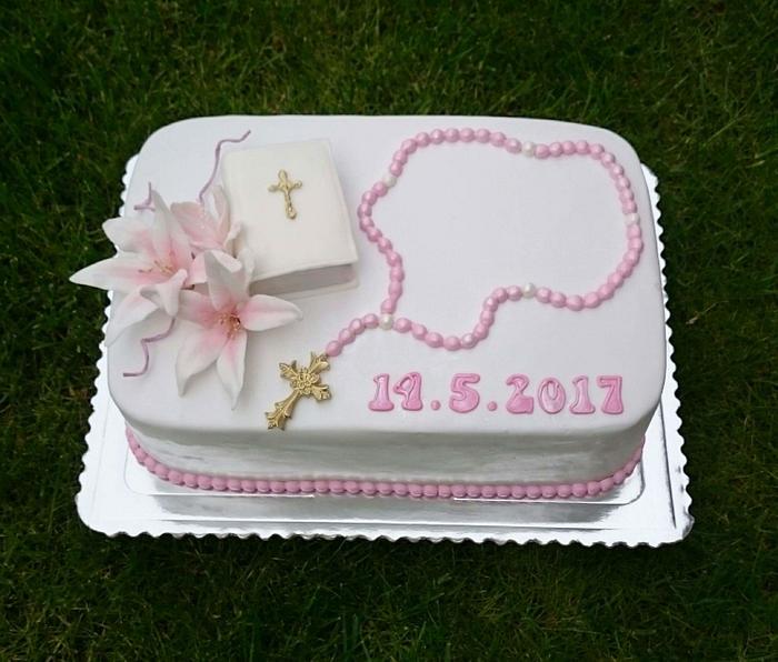 Comfirmation cake for girl