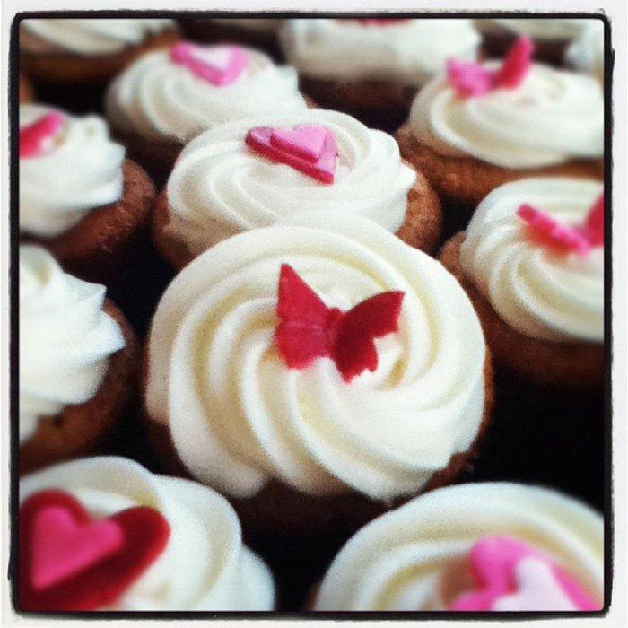 butterfly and heart cupcakes