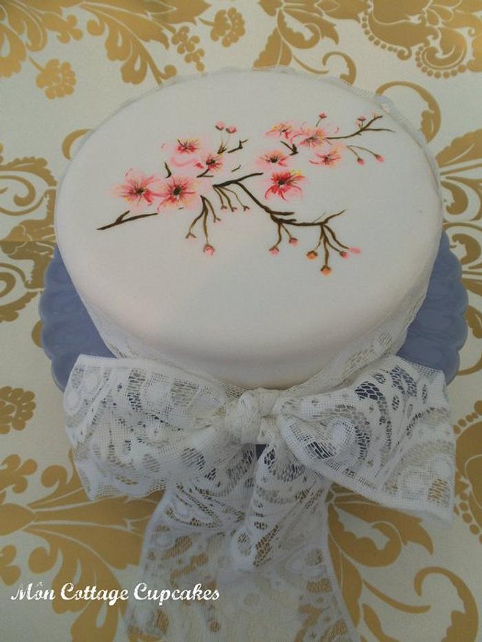 Hand Painted Cherry Blossom cake <3