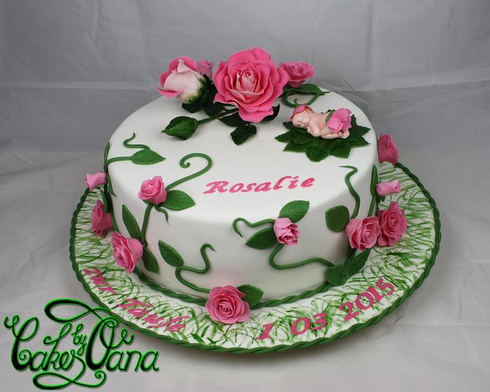 roses christening cake