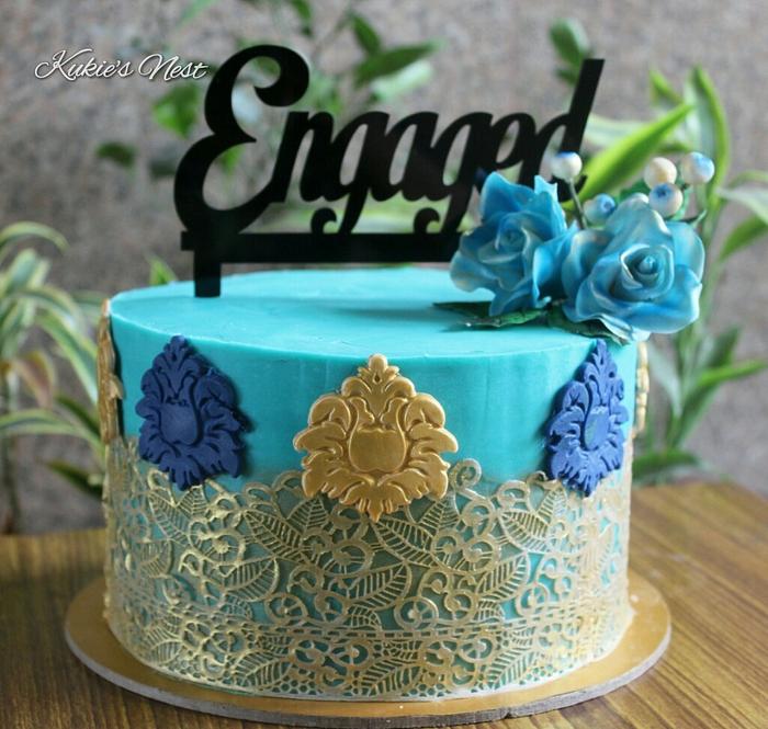 Engagement  cake to match bride's  saree