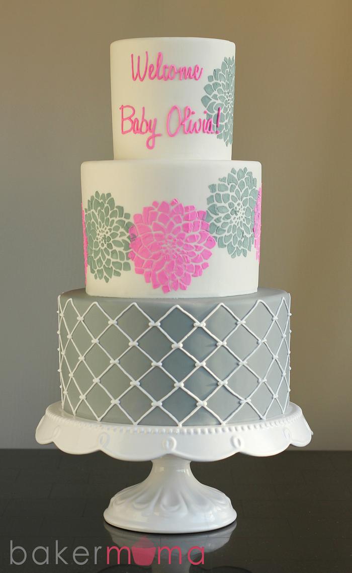 Dahlia Baby Shower Cake