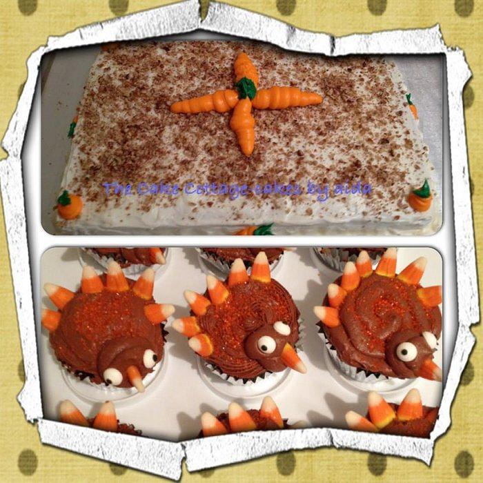 Thanksgiving cake and cupcakes