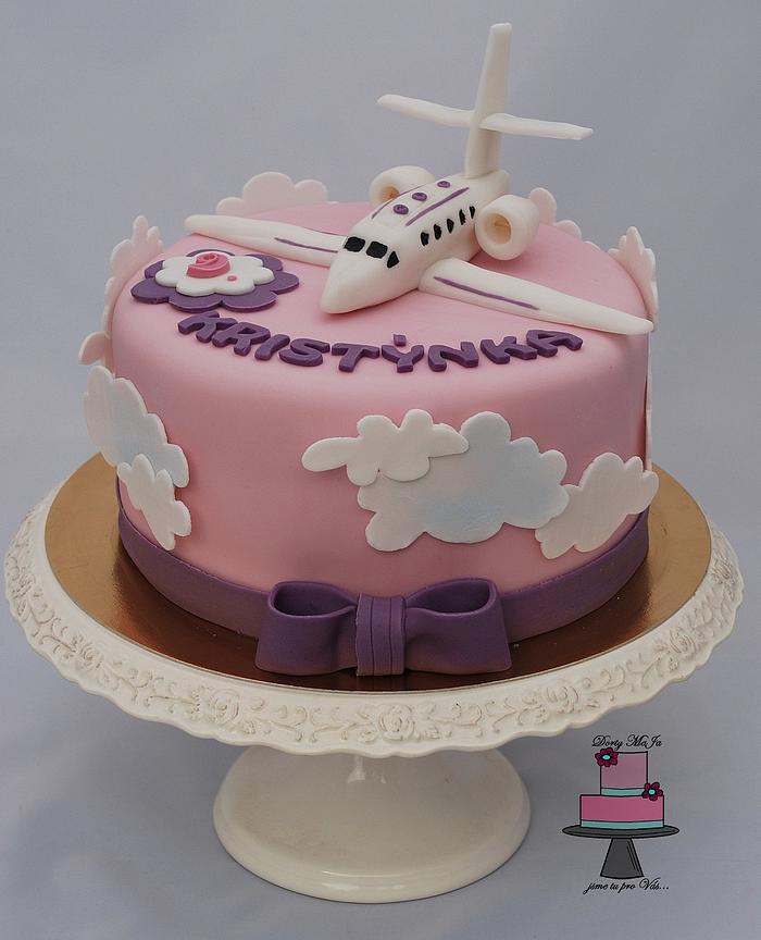 Girls cake with a plane ...