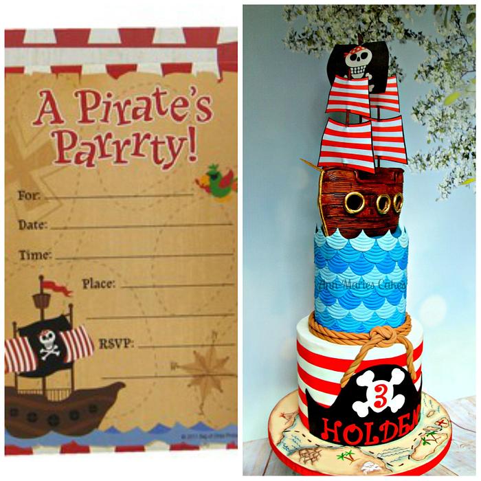 Pirate Ship and Pattern cake