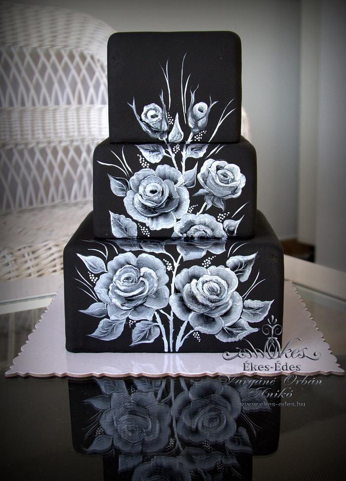 Silver Roses on Black