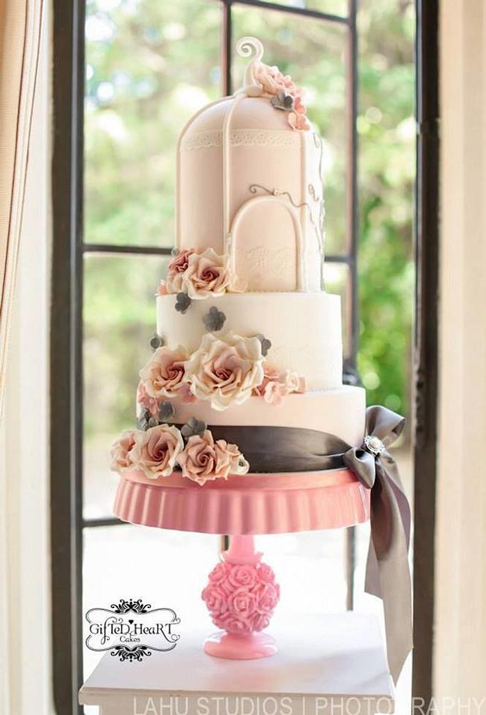 Pale pink Birdcage Wedding Cake