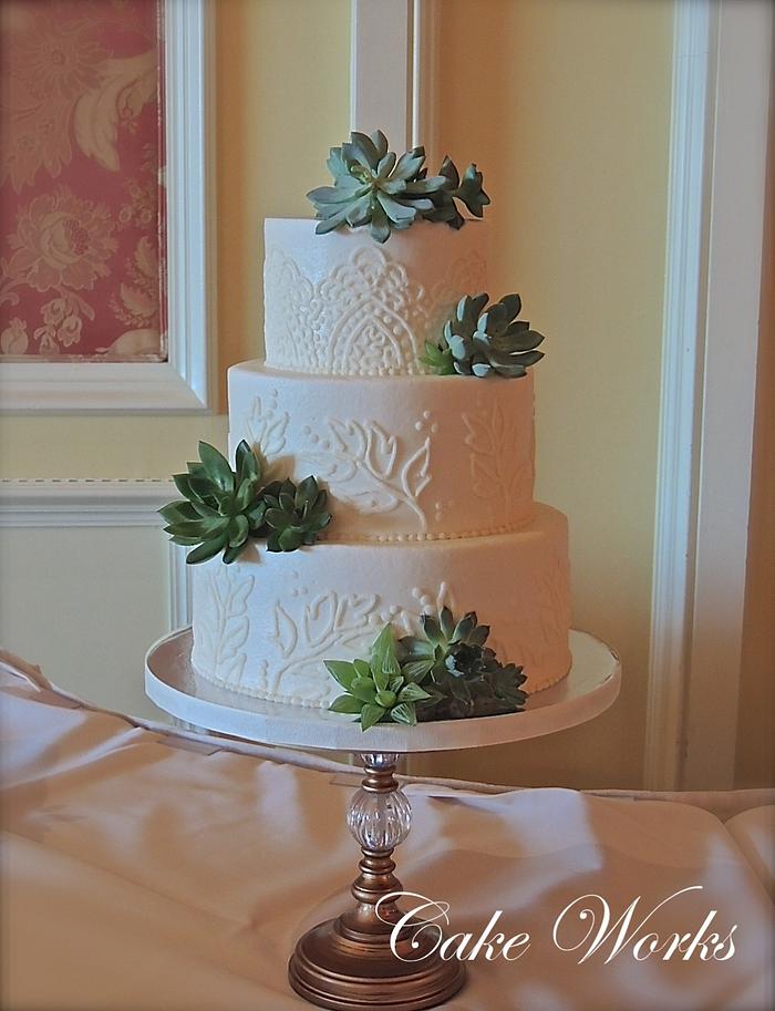 Buttercream piping and succulents