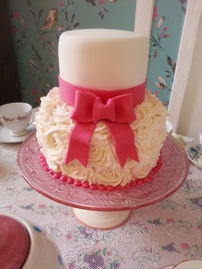 Vintage Two Tier Buttercream Rose Cake