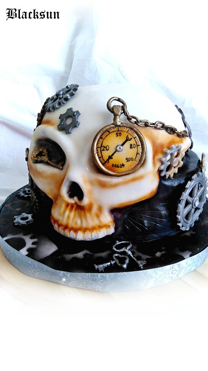 Steampunk skull cake