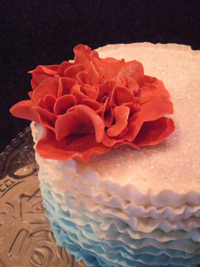 Red White and Blue Ruffle Cake