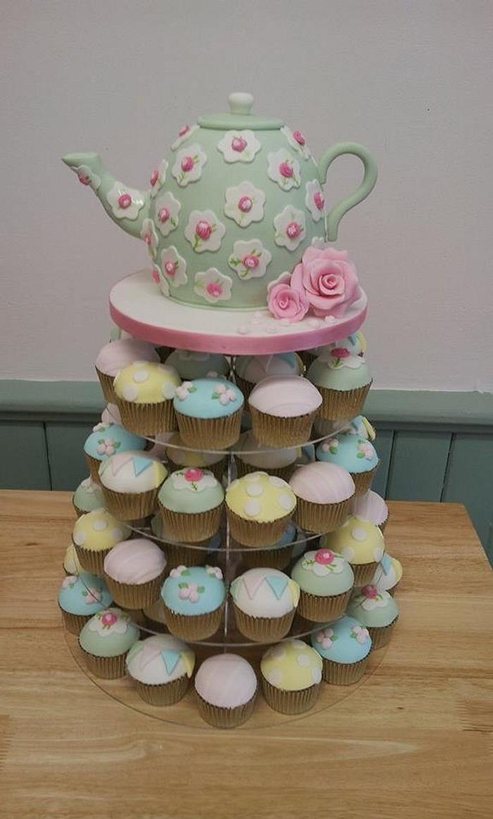 Cath Kidston style wedding cupcake tower