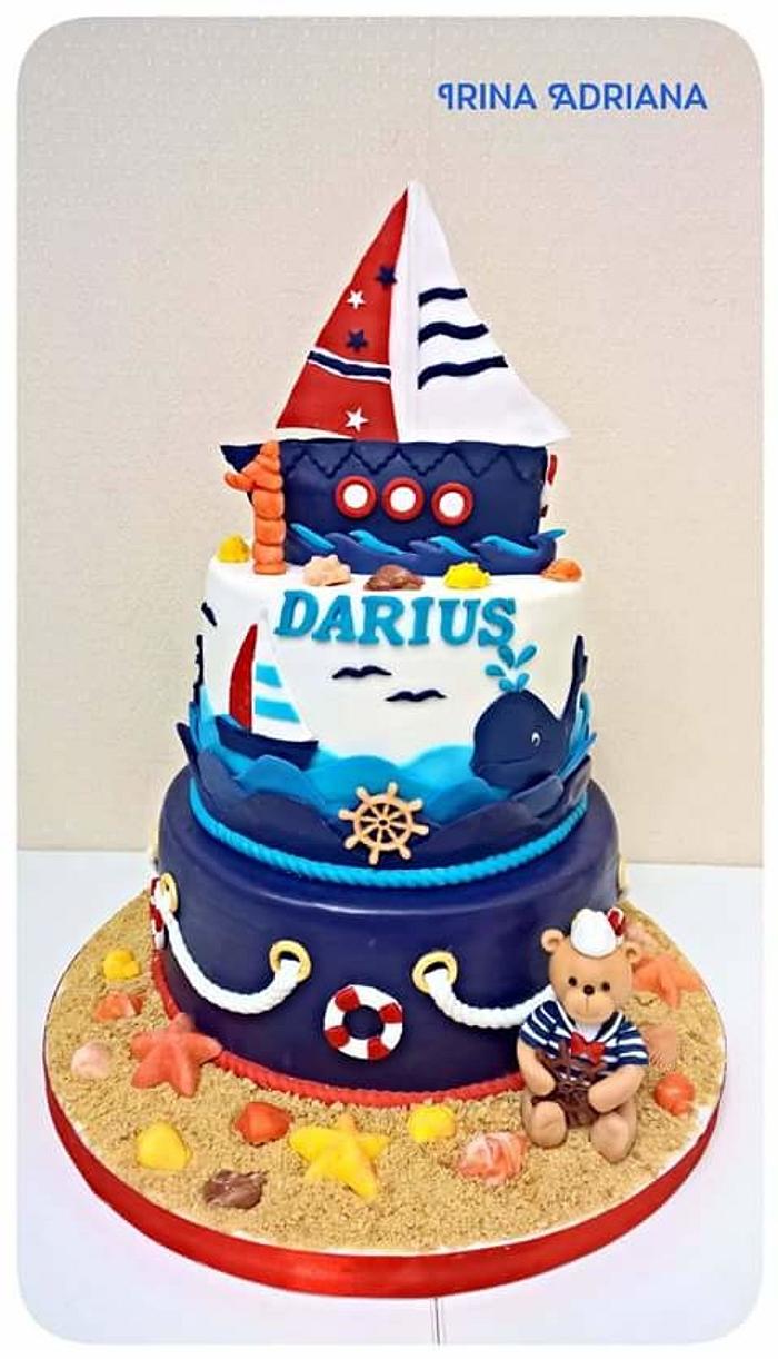 Navy First Birthday Cake - Decorated Cake by - CakesDecor