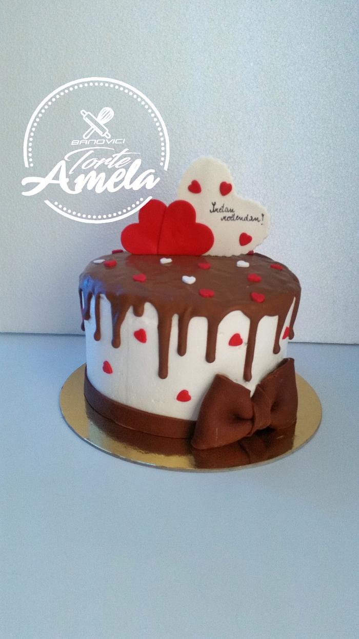 Choco drip hearts cake