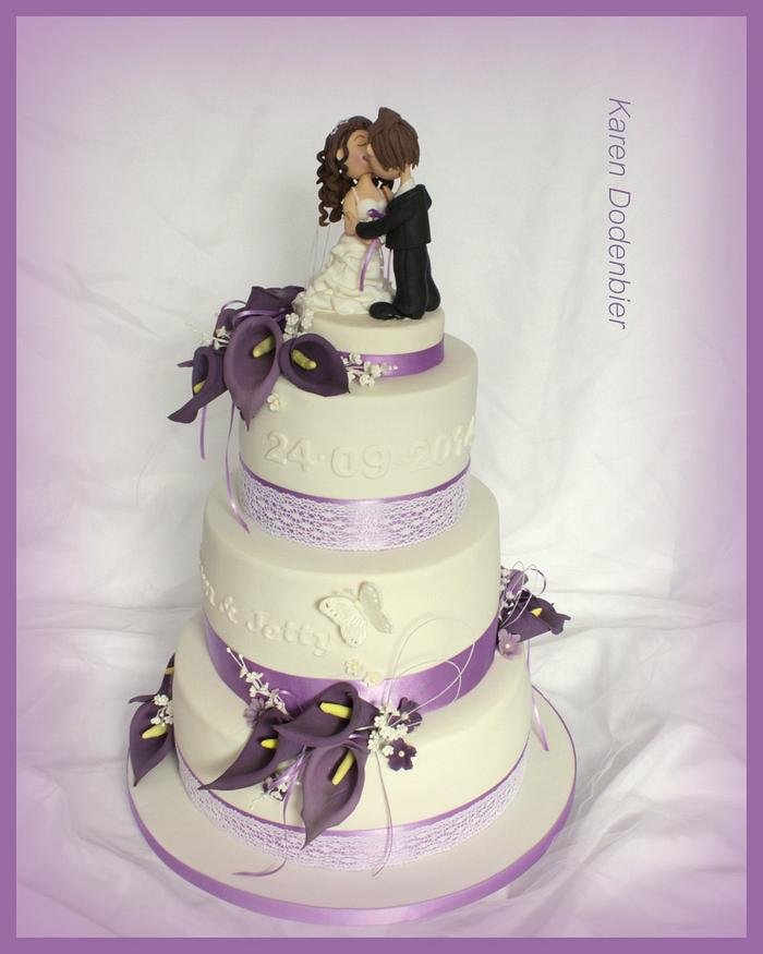 Purple Calla lily wedding cake!